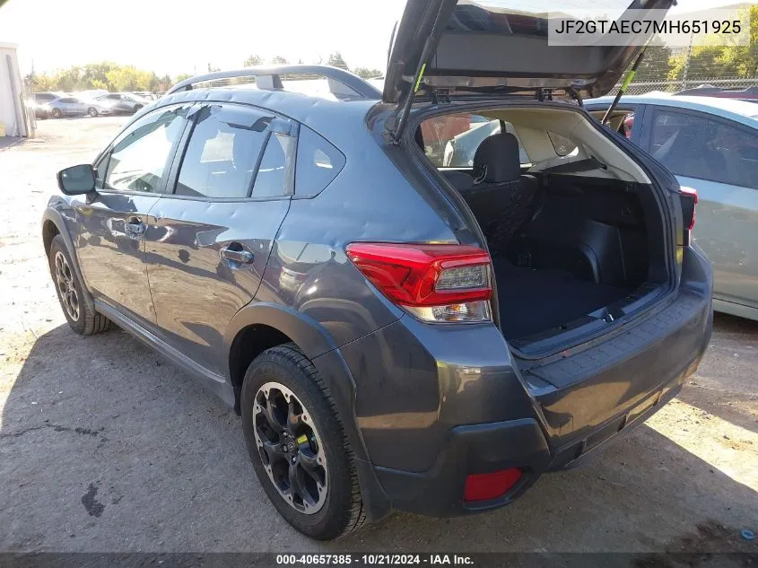 JF2GTAEC7MH651925 2021 Subaru Crosstrek Premium