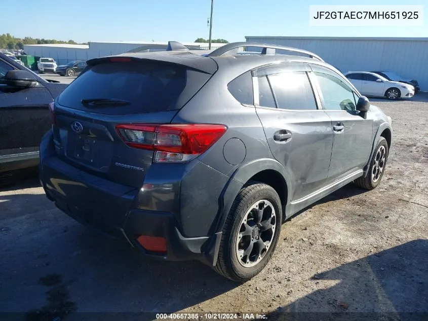 JF2GTAEC7MH651925 2021 Subaru Crosstrek Premium