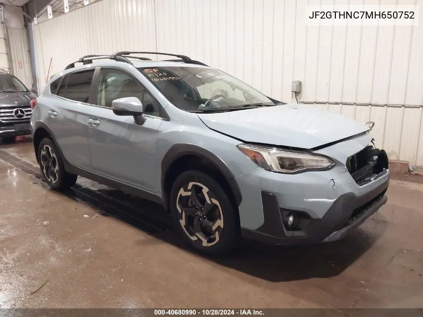 2021 Subaru Crosstrek Limited VIN: JF2GTHNC7MH650752 Lot: 40680990