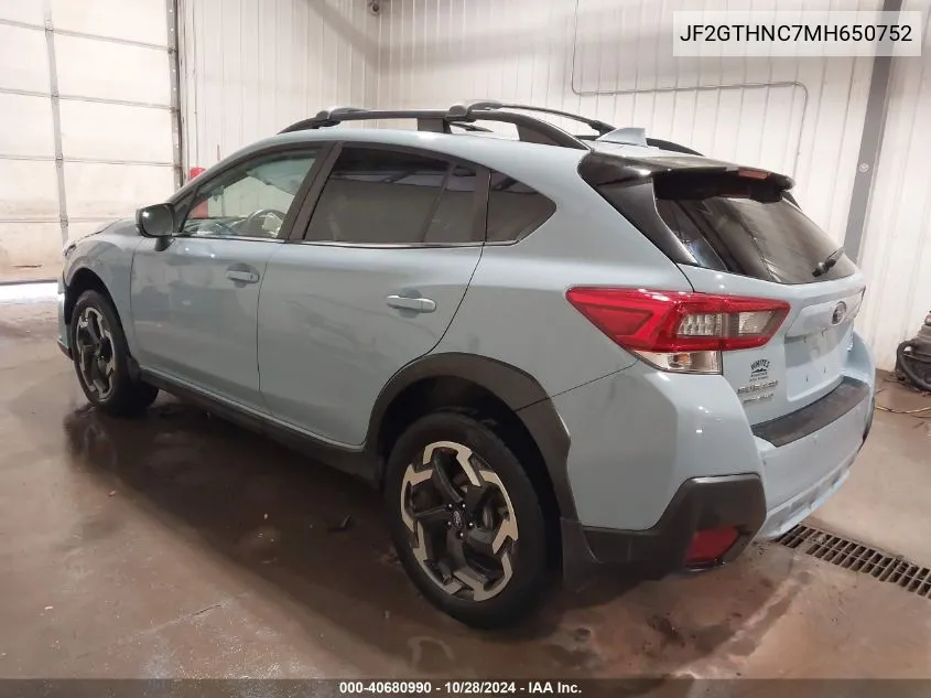 2021 Subaru Crosstrek Limited VIN: JF2GTHNC7MH650752 Lot: 40680990