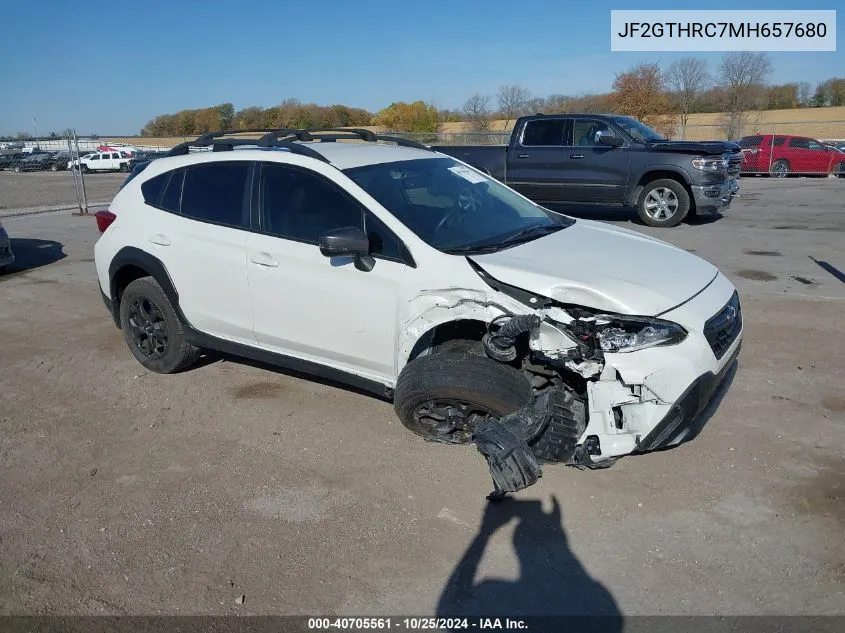 2021 Subaru Crosstrek Sport VIN: JF2GTHRC7MH657680 Lot: 40705561