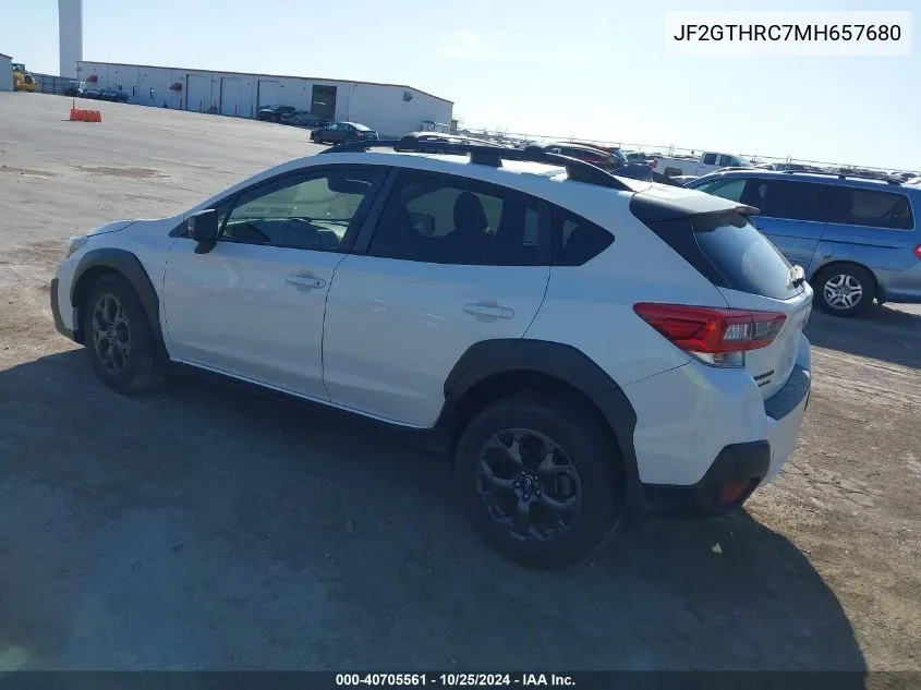 2021 Subaru Crosstrek Sport VIN: JF2GTHRC7MH657680 Lot: 40705561