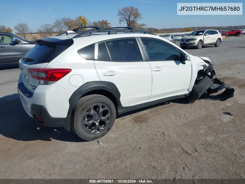 2021 Subaru Crosstrek Sport VIN: JF2GTHRC7MH657680 Lot: 40705561