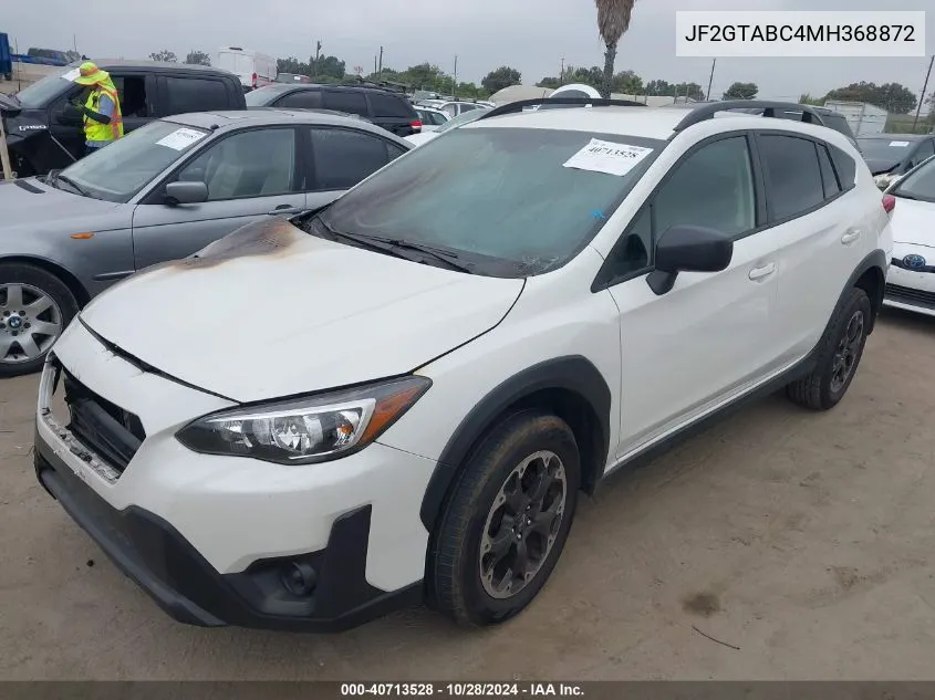 2021 Subaru Crosstrek VIN: JF2GTABC4MH368872 Lot: 40713528