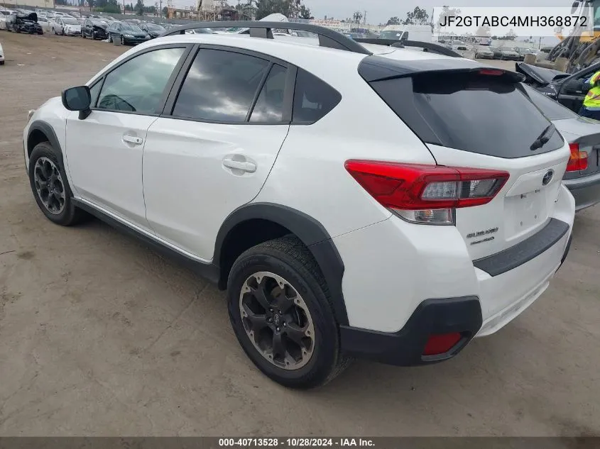 2021 Subaru Crosstrek VIN: JF2GTABC4MH368872 Lot: 40713528