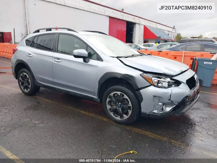 2021 Subaru Crosstrek Premium VIN: JF2GTAPC3M8240910 Lot: 40751784