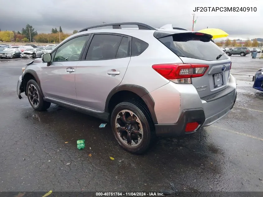 2021 Subaru Crosstrek Premium VIN: JF2GTAPC3M8240910 Lot: 40751784