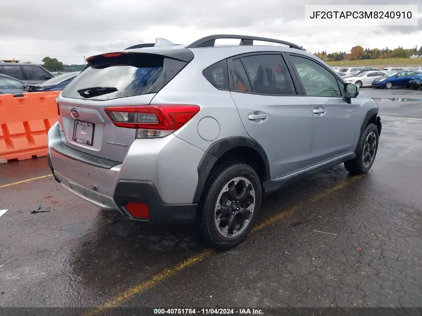 2021 Subaru Crosstrek Premium VIN: JF2GTAPC3M8240910 Lot: 40751784