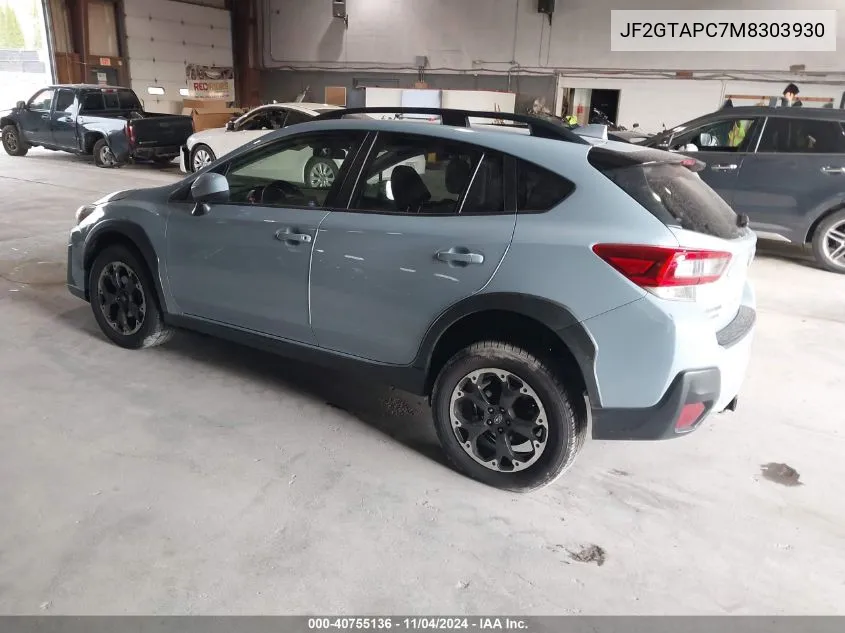 2021 Subaru Crosstrek Premium VIN: JF2GTAPC7M8303930 Lot: 40755136