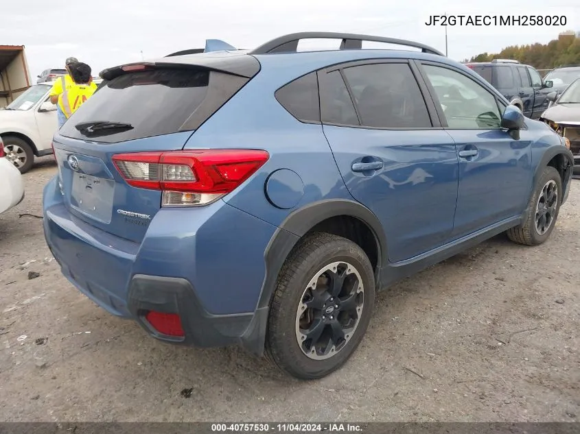 2021 Subaru Crosstrek Premium VIN: JF2GTAEC1MH258020 Lot: 40757530