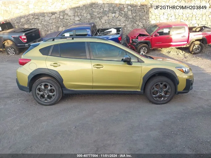 2021 Subaru Crosstrek Sport VIN: JF2GTHRC9MH203849 Lot: 40777004