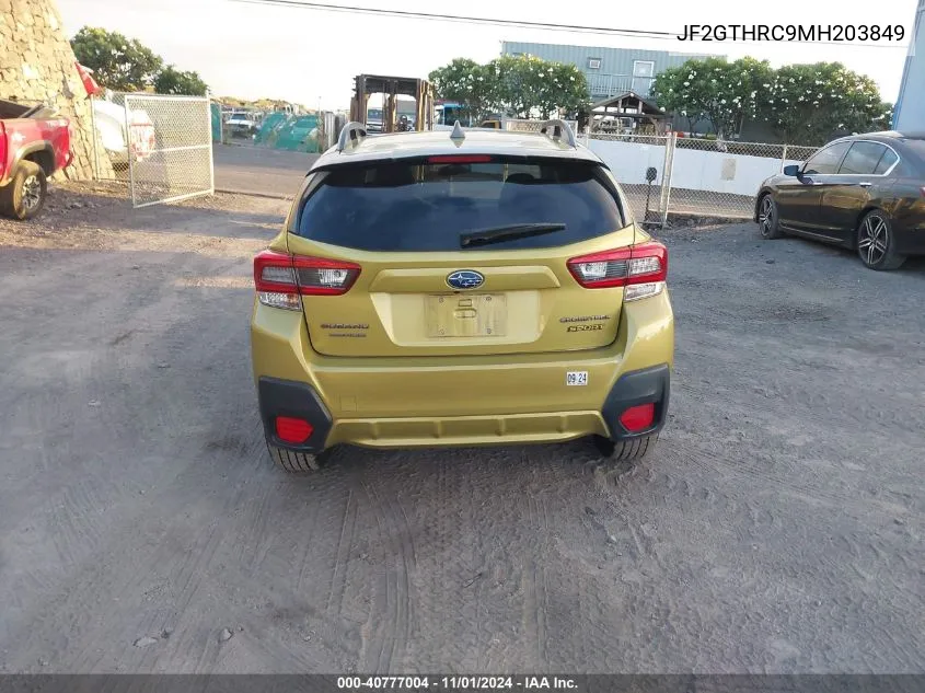 2021 Subaru Crosstrek Sport VIN: JF2GTHRC9MH203849 Lot: 40777004