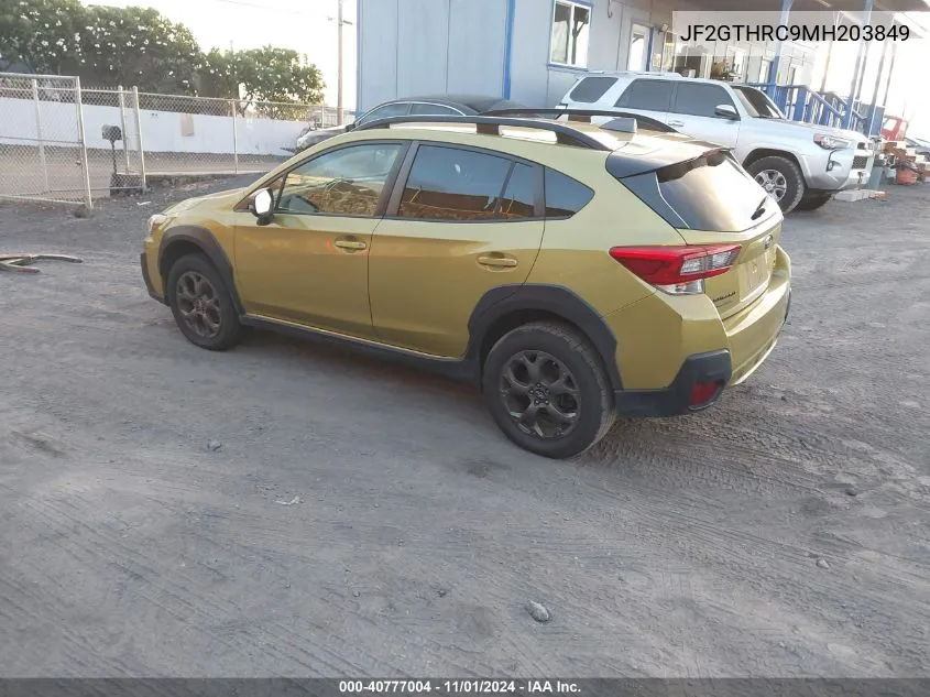 2021 Subaru Crosstrek Sport VIN: JF2GTHRC9MH203849 Lot: 40777004