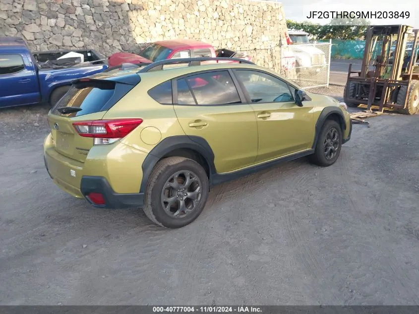 2021 Subaru Crosstrek Sport VIN: JF2GTHRC9MH203849 Lot: 40777004