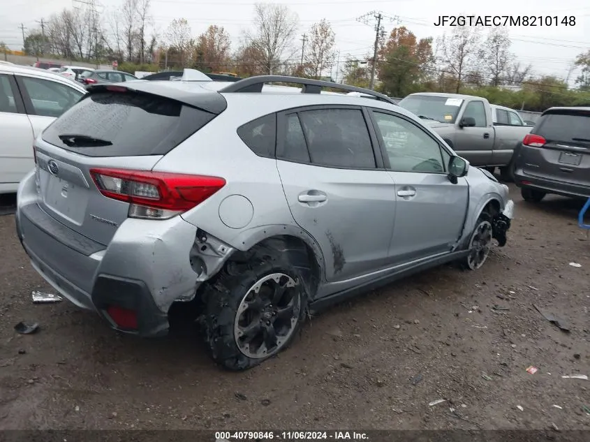 2021 Subaru Crosstrek Premium VIN: JF2GTAEC7M8210148 Lot: 40790846