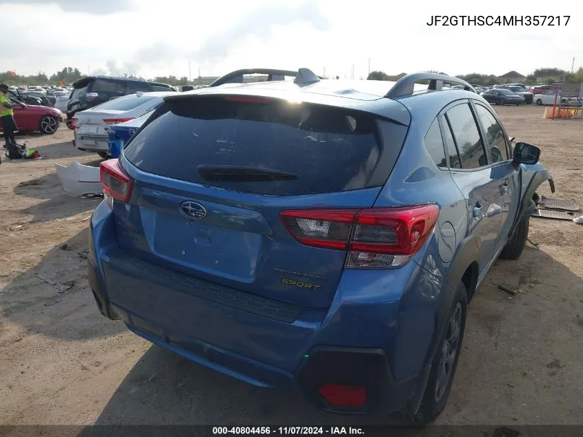 2021 Subaru Crosstrek Sport VIN: JF2GTHSC4MH357217 Lot: 40804456