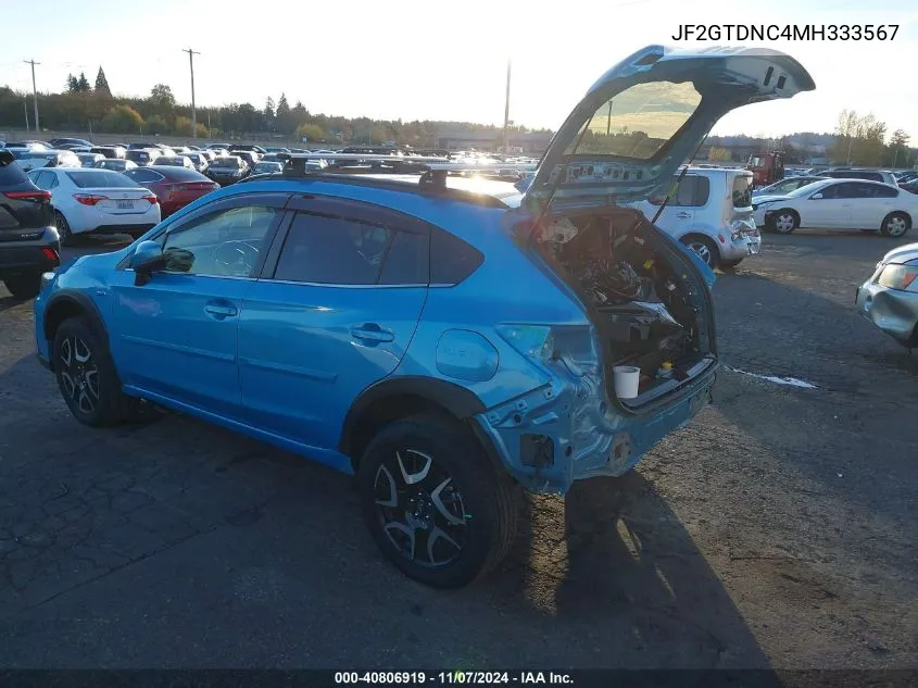 2021 Subaru Crosstrek Hybrid VIN: JF2GTDNC4MH333567 Lot: 40806919