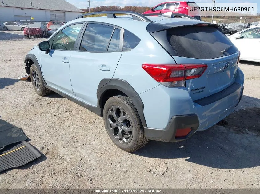 2021 Subaru Crosstrek Sport VIN: JF2GTHSC6MH680961 Lot: 40811483