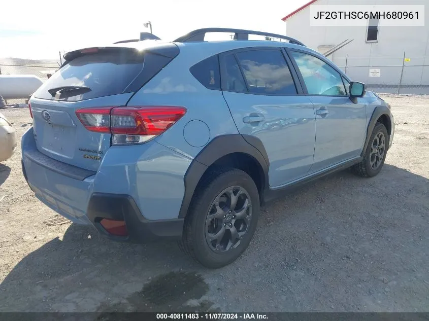 2021 Subaru Crosstrek Sport VIN: JF2GTHSC6MH680961 Lot: 40811483