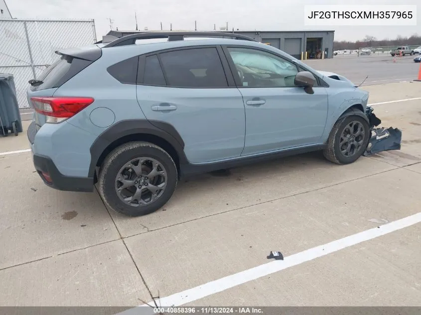 2021 Subaru Crosstrek Sport VIN: JF2GTHSCXMH357965 Lot: 40858396