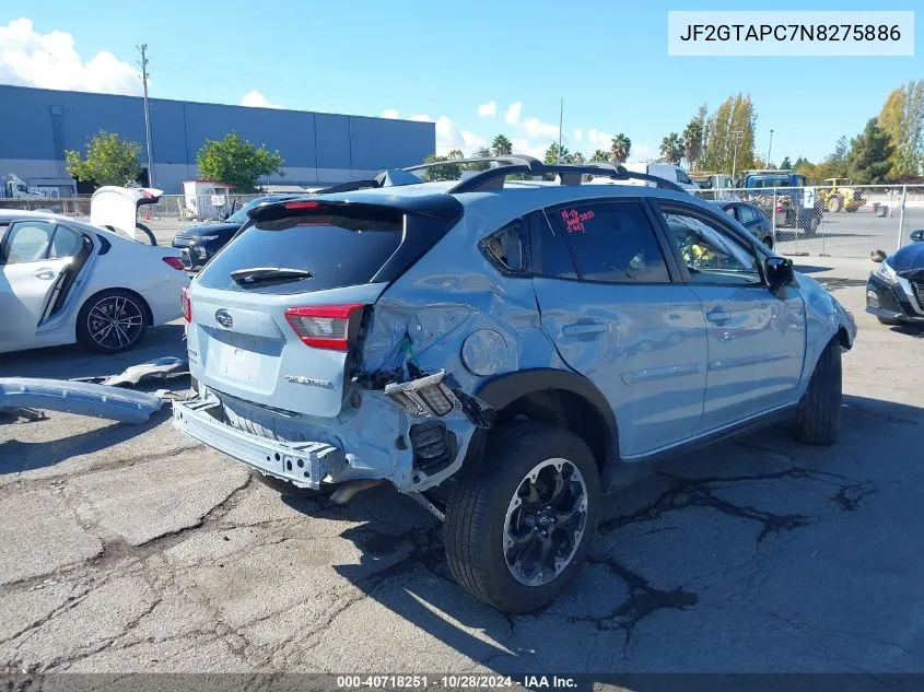 2022 Subaru Crosstrek Premium VIN: JF2GTAPC7N8275886 Lot: 40718251