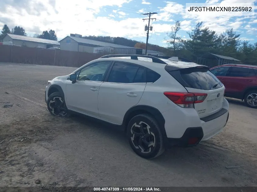 2022 Subaru Crosstrek Limited VIN: JF2GTHMCXN8225982 Lot: 40747309