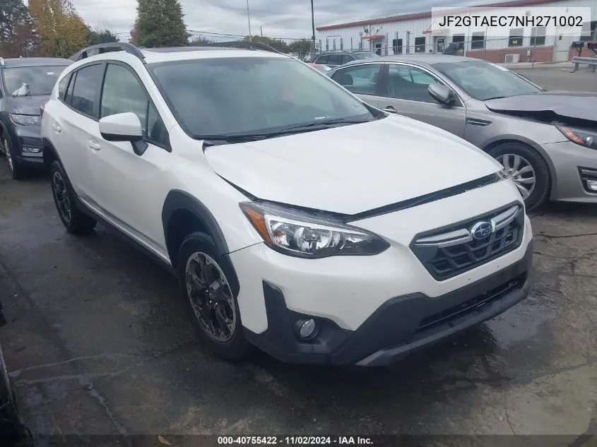 2022 Subaru Crosstrek Premium VIN: JF2GTAEC7NH271002 Lot: 40755422