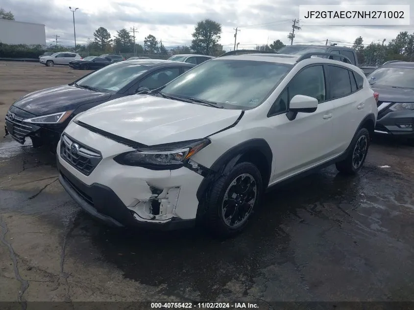 2022 Subaru Crosstrek Premium VIN: JF2GTAEC7NH271002 Lot: 40755422