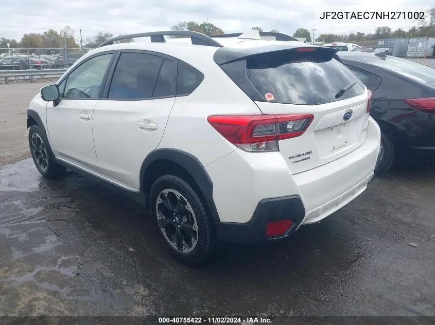 2022 Subaru Crosstrek Premium VIN: JF2GTAEC7NH271002 Lot: 40755422