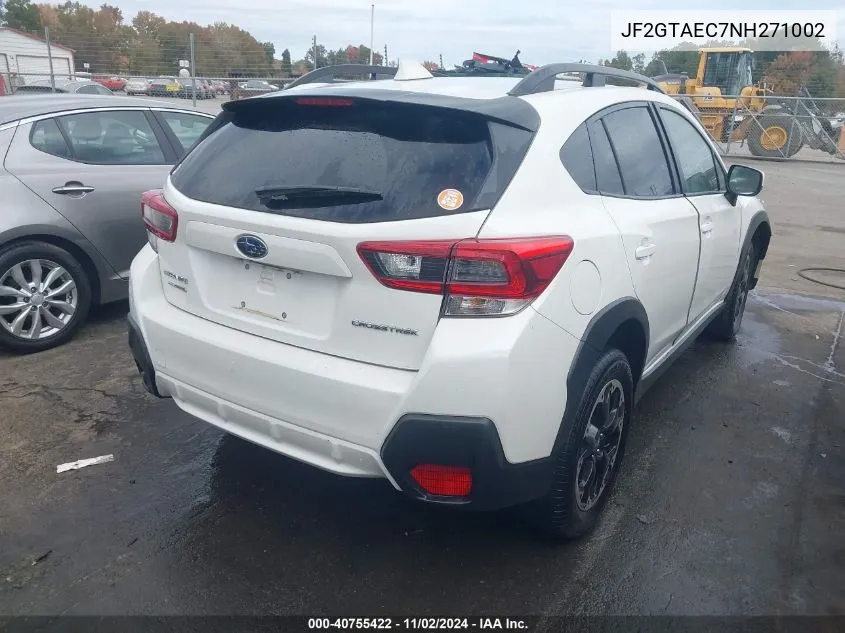 2022 Subaru Crosstrek Premium VIN: JF2GTAEC7NH271002 Lot: 40755422