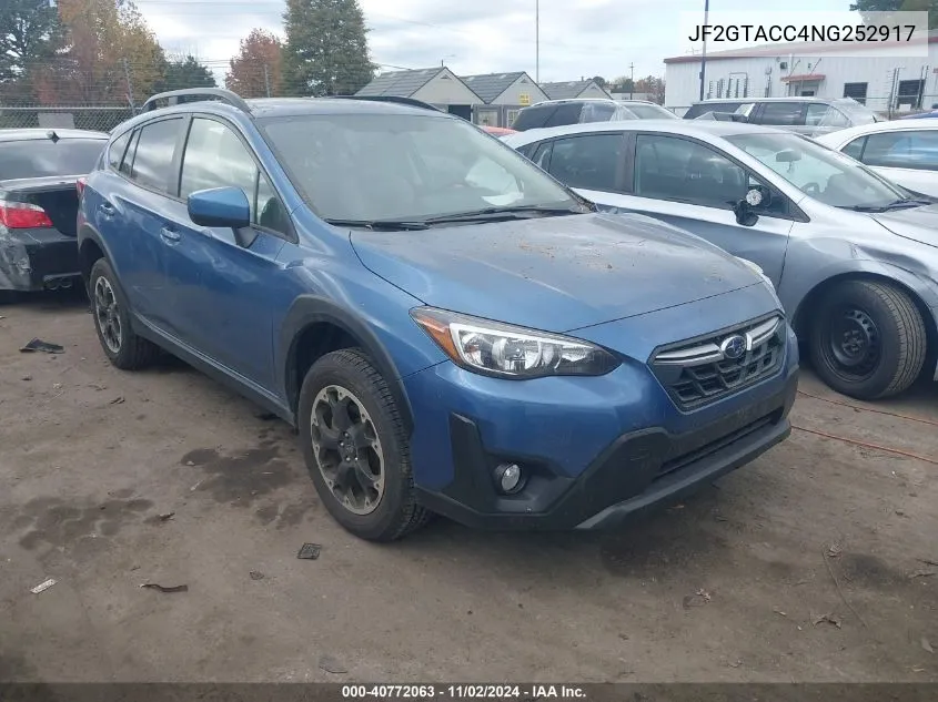 2022 Subaru Crosstrek Premium VIN: JF2GTACC4NG252917 Lot: 40772063