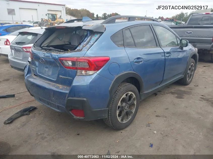 2022 Subaru Crosstrek Premium VIN: JF2GTACC4NG252917 Lot: 40772063