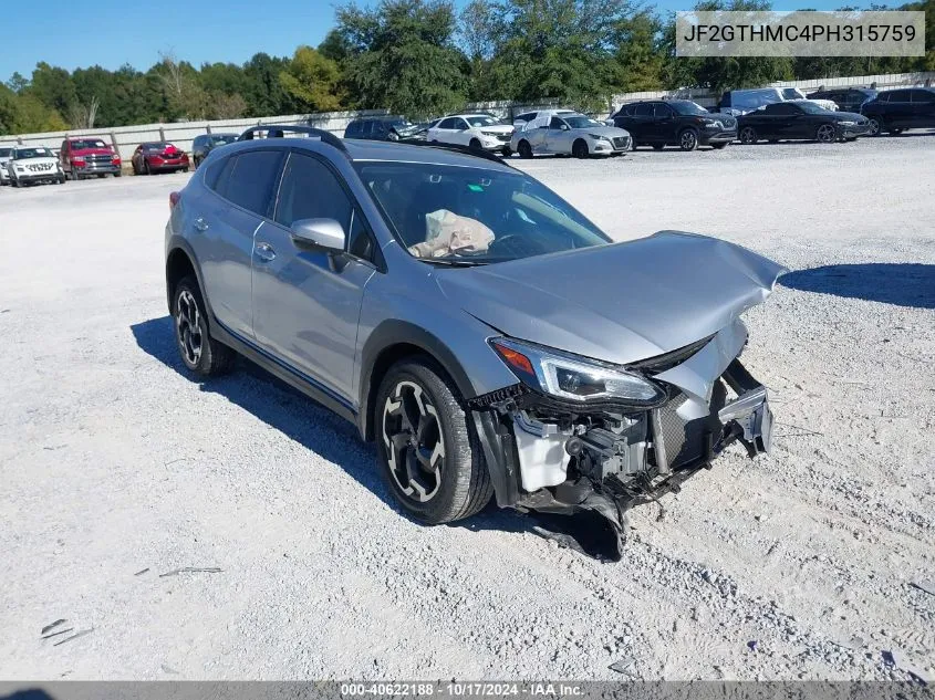 2023 Subaru Crosstrek Limited VIN: JF2GTHMC4PH315759 Lot: 40622188