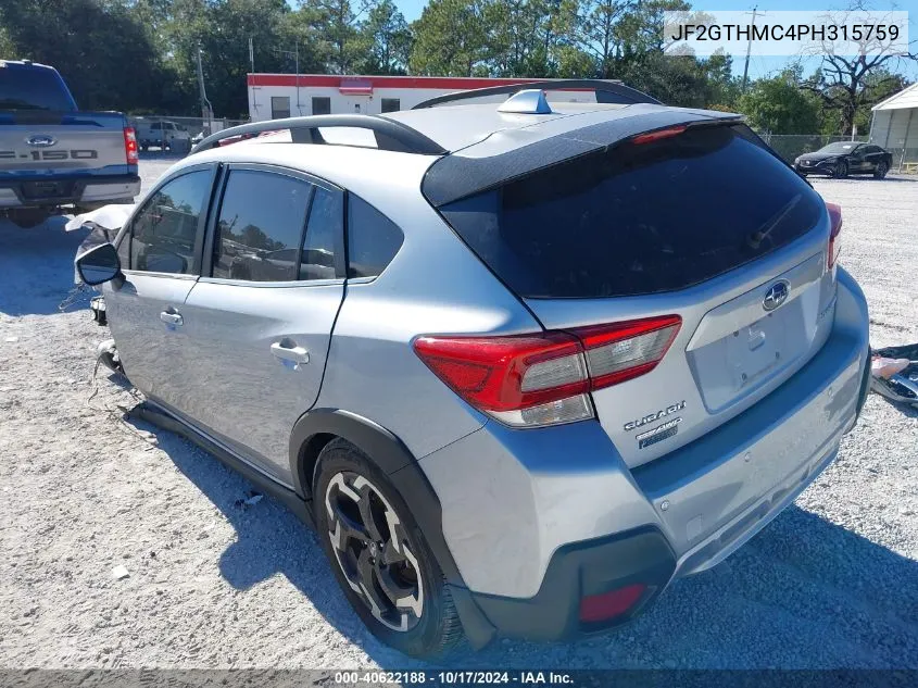 2023 Subaru Crosstrek Limited VIN: JF2GTHMC4PH315759 Lot: 40622188