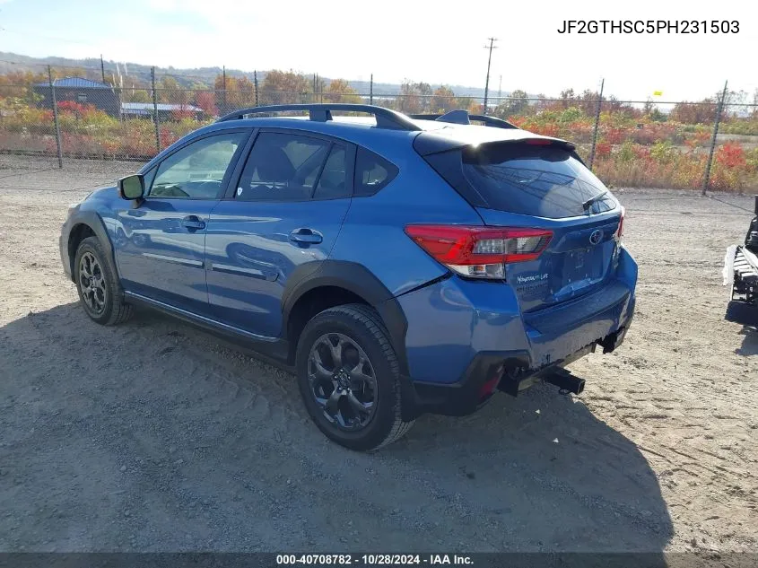 2023 Subaru Crosstrek Sport VIN: JF2GTHSC5PH231503 Lot: 40708782