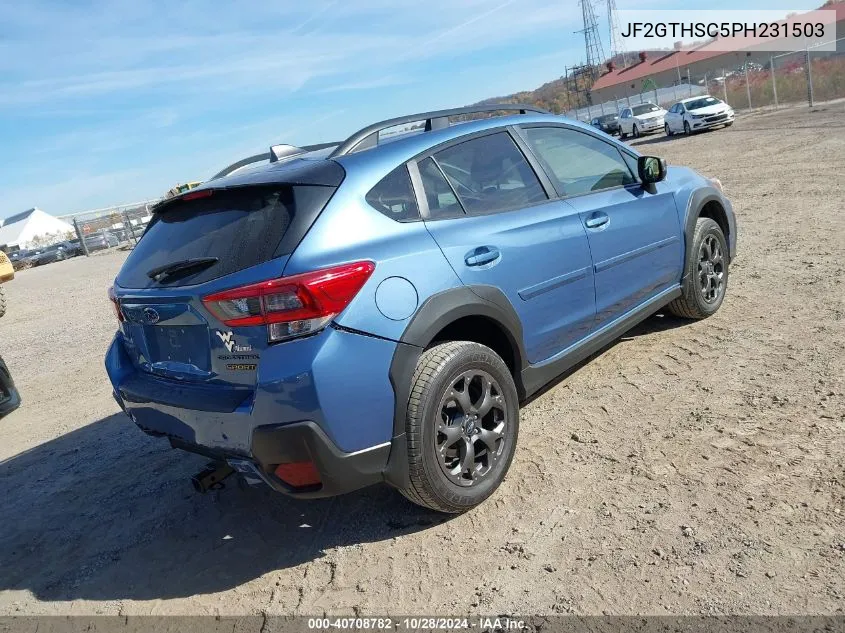 2023 Subaru Crosstrek Sport VIN: JF2GTHSC5PH231503 Lot: 40708782