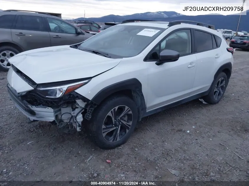 2024 Subaru Crosstrek Premium VIN: JF2GUADCXRH209758 Lot: 40904974