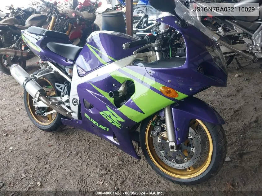 2003 Suzuki Gsx-R600 VIN: JS1GN7BA032110029 Lot: 40001623