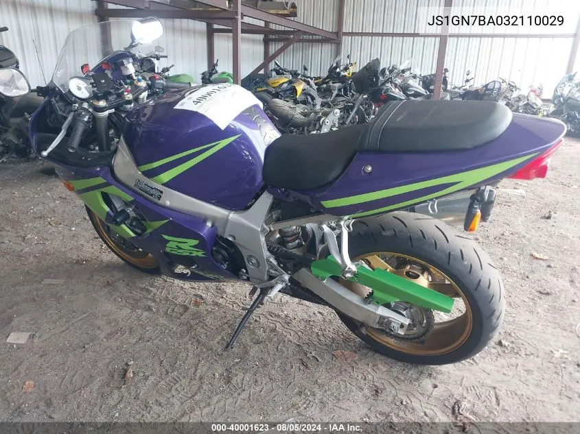 2003 Suzuki Gsx-R600 VIN: JS1GN7BA032110029 Lot: 40001623