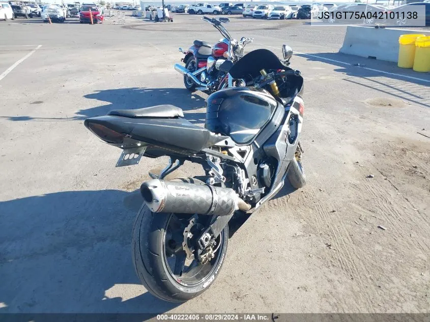 2004 Suzuki Gsx-R1000 VIN: JS1GT75A042101138 Lot: 40222405