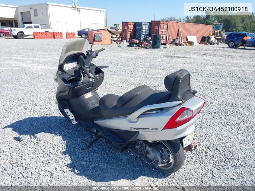 2005 Suzuki An400 K3 VIN: JS1CK43A452100918 Lot: 40543151