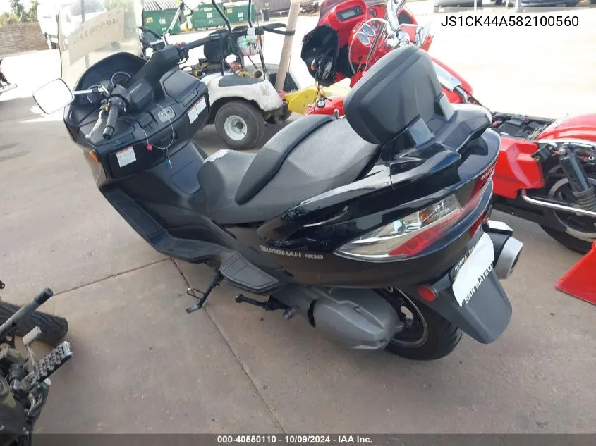 2008 Suzuki An400 VIN: JS1CK44A582100560 Lot: 40550110