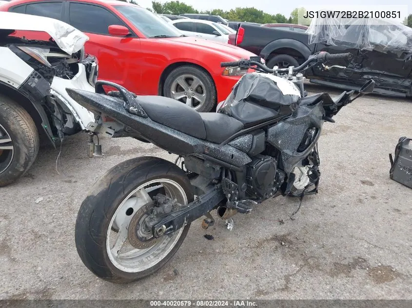 2011 Suzuki Gsx1250 F VIN: JS1GW72B2B2100851 Lot: 40020579