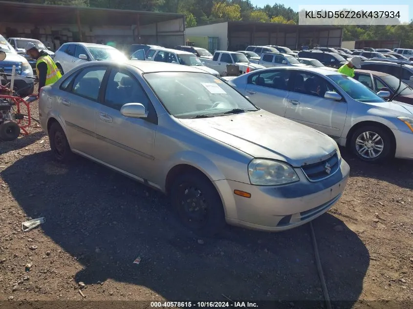 2006 Suzuki Forenza VIN: KL5JD56Z26K437934 Lot: 40578615