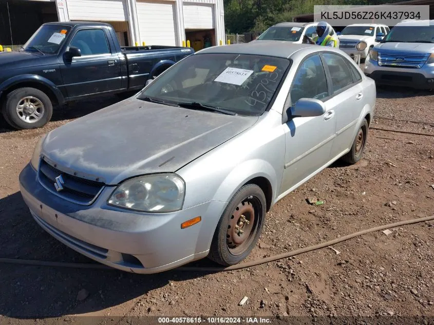 2006 Suzuki Forenza VIN: KL5JD56Z26K437934 Lot: 40578615