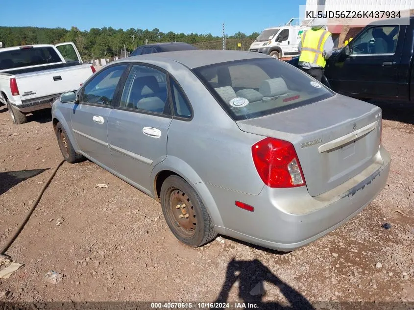 2006 Suzuki Forenza VIN: KL5JD56Z26K437934 Lot: 40578615