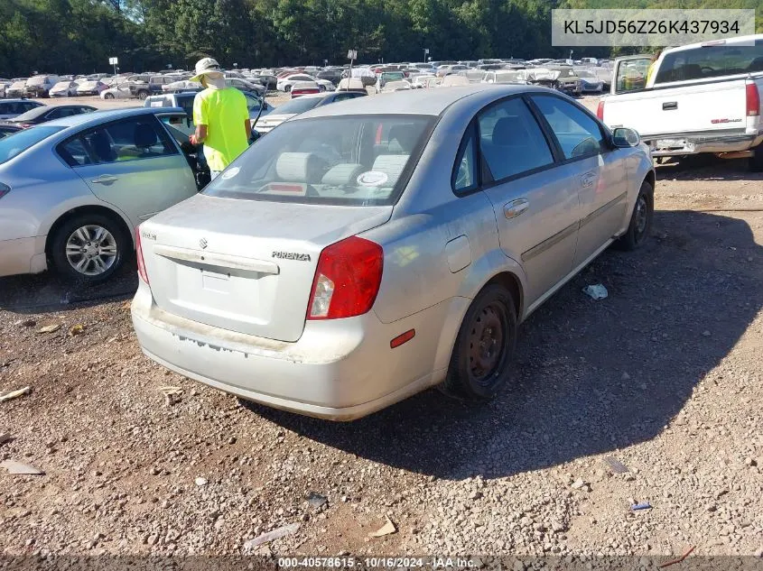 2006 Suzuki Forenza VIN: KL5JD56Z26K437934 Lot: 40578615