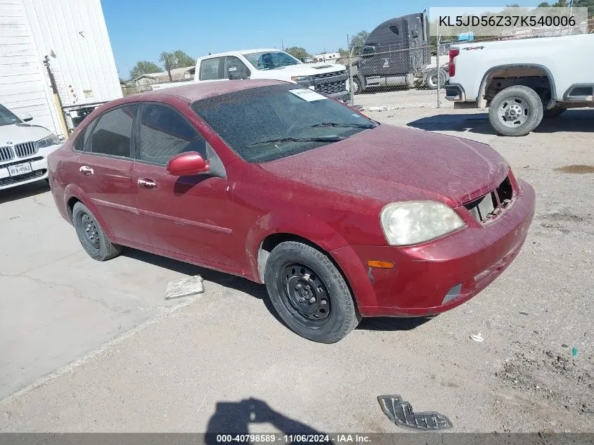 2007 Suzuki Forenza Convenience VIN: KL5JD56Z37K540006 Lot: 40798589