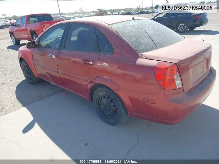 2007 Suzuki Forenza Convenience VIN: KL5JD56Z37K540006 Lot: 40798589