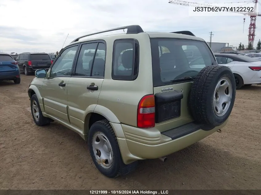 2000 Suzuki Grand Vitara VIN: JS3TD62V7Y4122292 Lot: 12121999